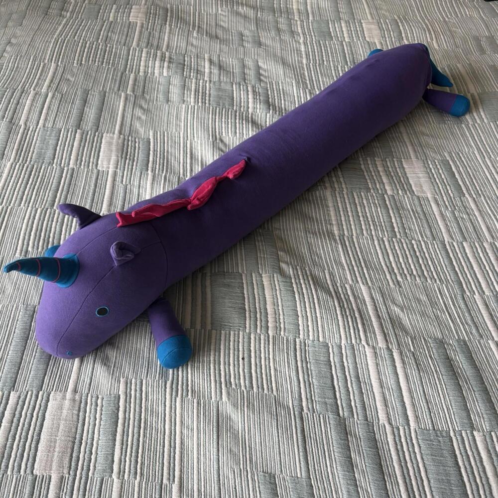 NWOT RARE Yogibo Long Purple Unicorn Microbead Bean Bag Plush Stuffed Animal 46”